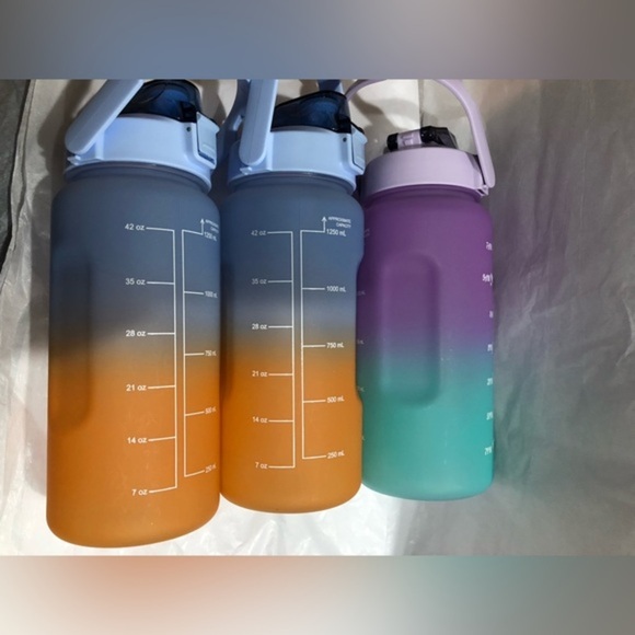 Green purple ombre motivational words time to drink reusable sports water bottle - Picture 8 of 11